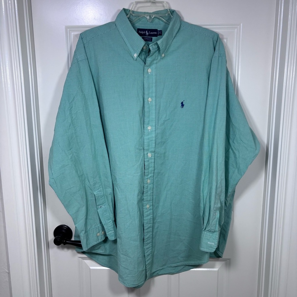 Ralph Lauren Yarmouth Long Sleeve Button Down Shirt Men’s 18 (2XL) Green Check